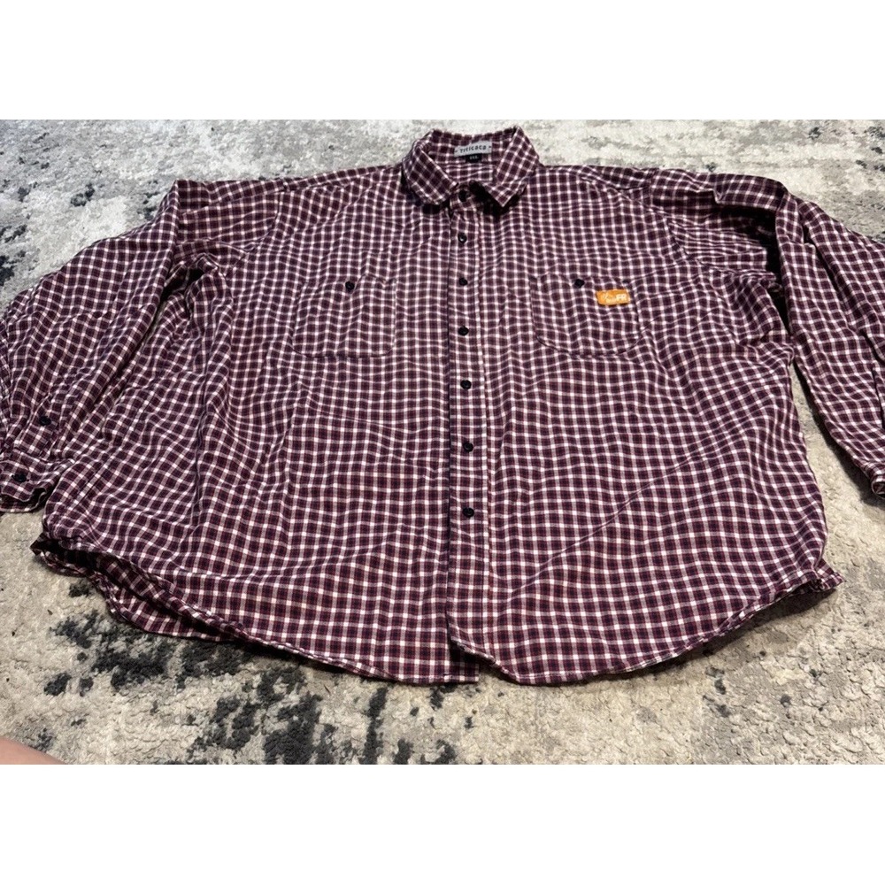 Titicaca Mens CAT2 Flame Resistant Red Plaid Long Sleeve Button Shirt Sz 5XL FR